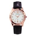 Relógio Feminino Casual Redondo com Pulseira de Couro e Mostrador Sem Números
