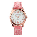 Relógio Feminino Casual Redondo com Pulseira de Couro e Mostrador Sem Números