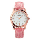 Relógio Feminino Casual Redondo com Pulseira de Couro e Mostrador Sem Números