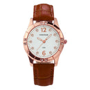 Relógio Feminino Casual Redondo com Pulseira de Couro e Mostrador Sem Números