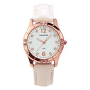 Relógio Feminino Casual Redondo com Pulseira de Couro e Mostrador Sem Números