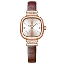 Relógio Feminino Casual Quadrado com Pulseira de Couro e Mostrador Sem Números